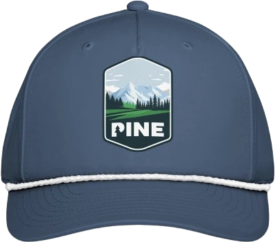 Blue Pine rope cap with an embroidered mountain badge